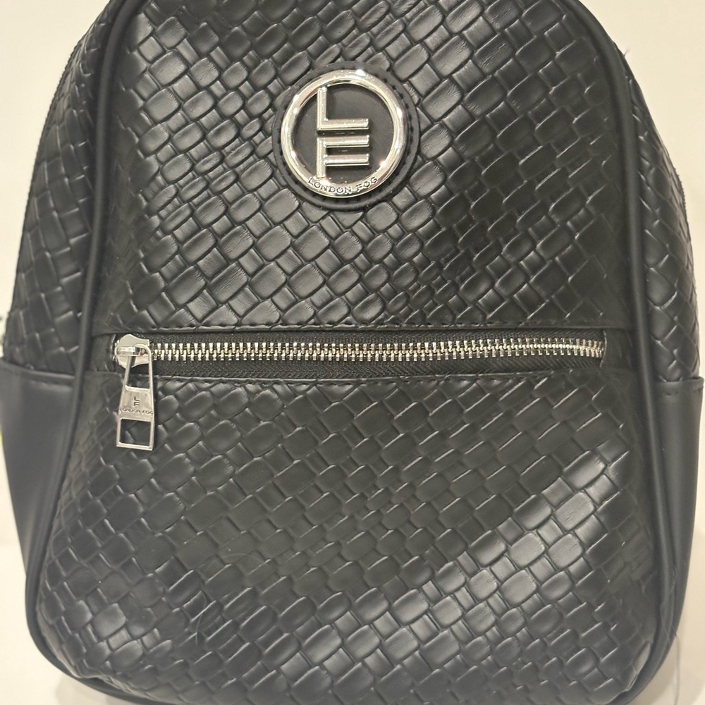 London Fog Bowery Medium Size Woven Black Backpack NWT
